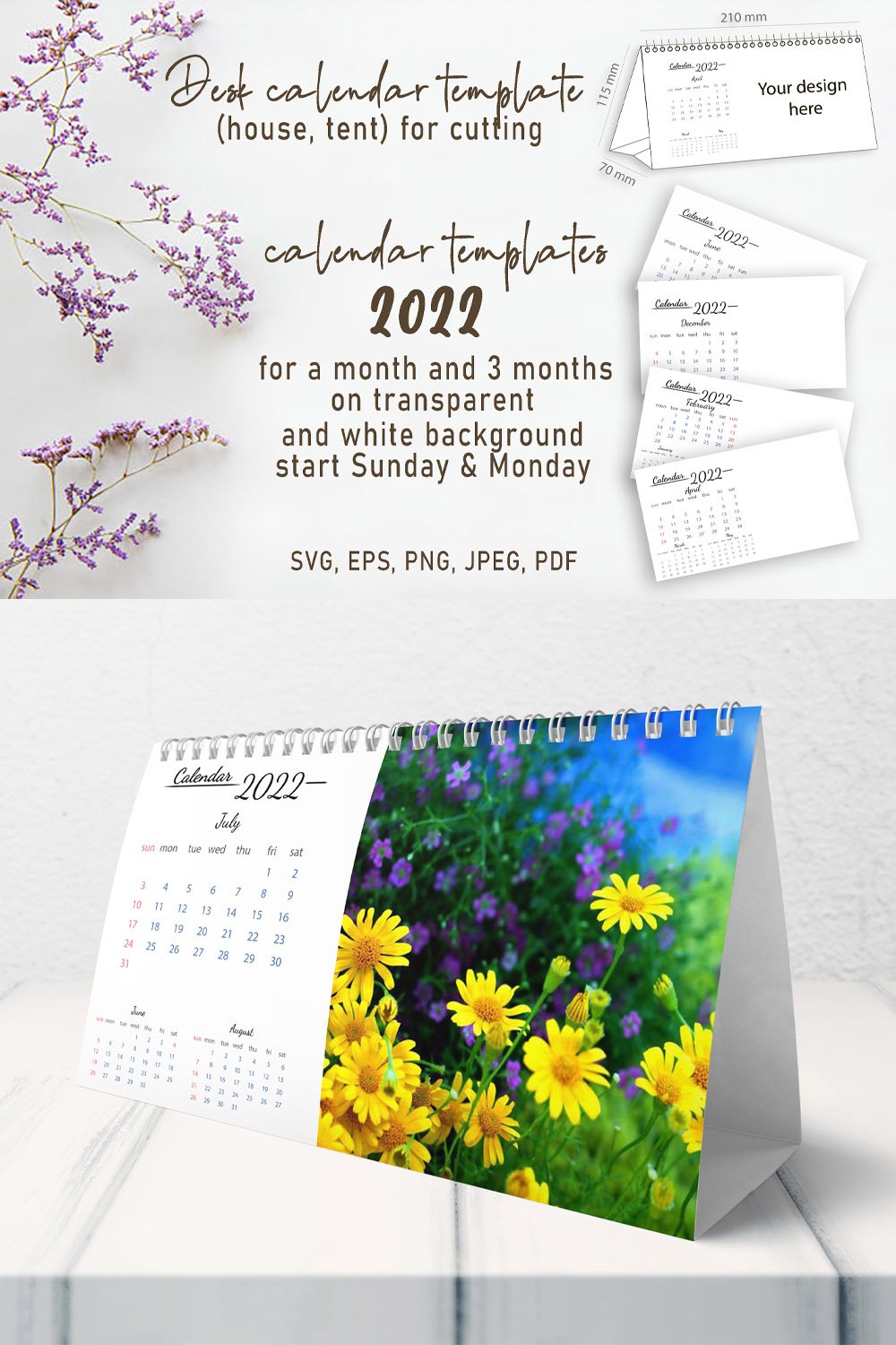 A set of templates for the desk calendar