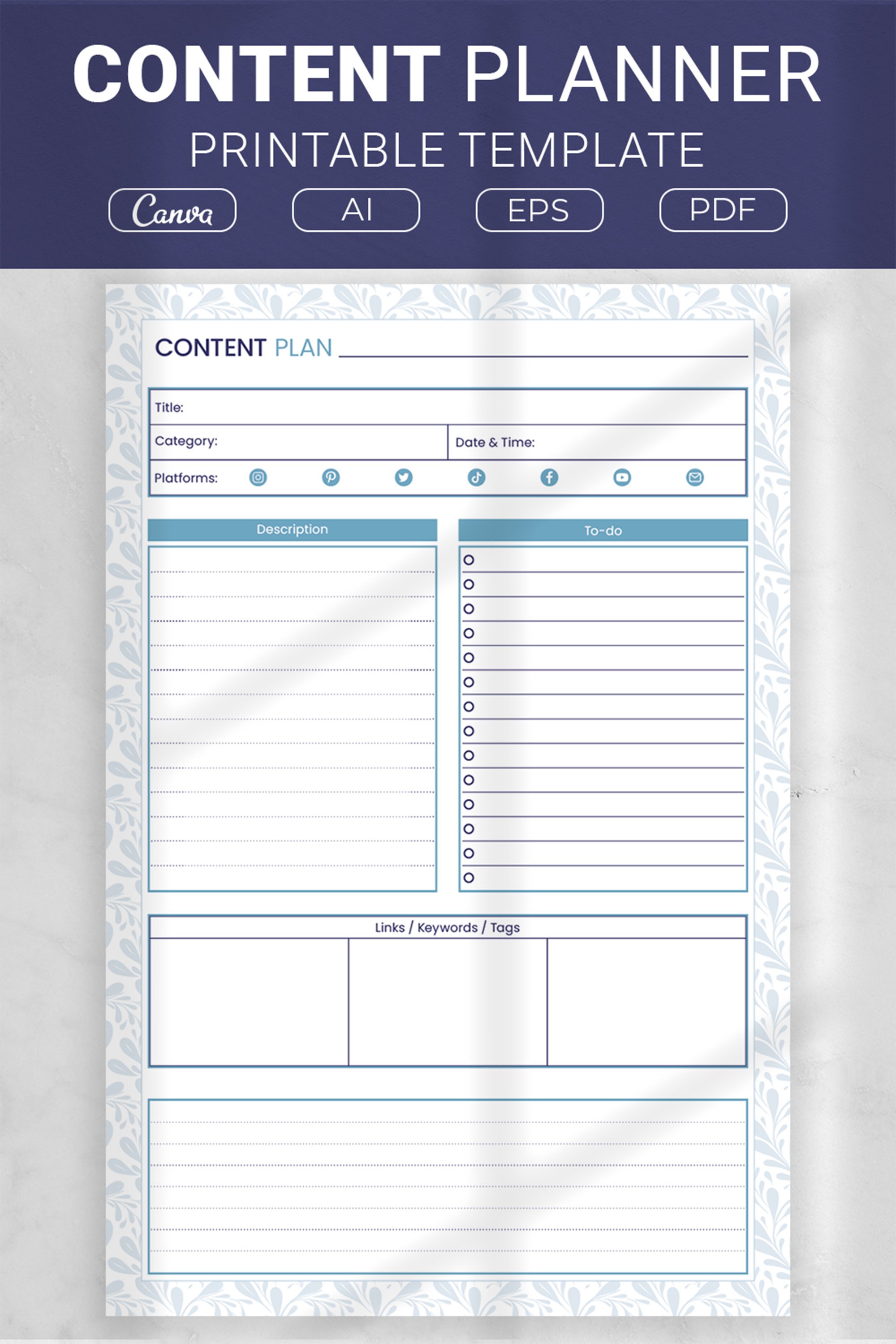 Content Planner Printable Template 2945760 