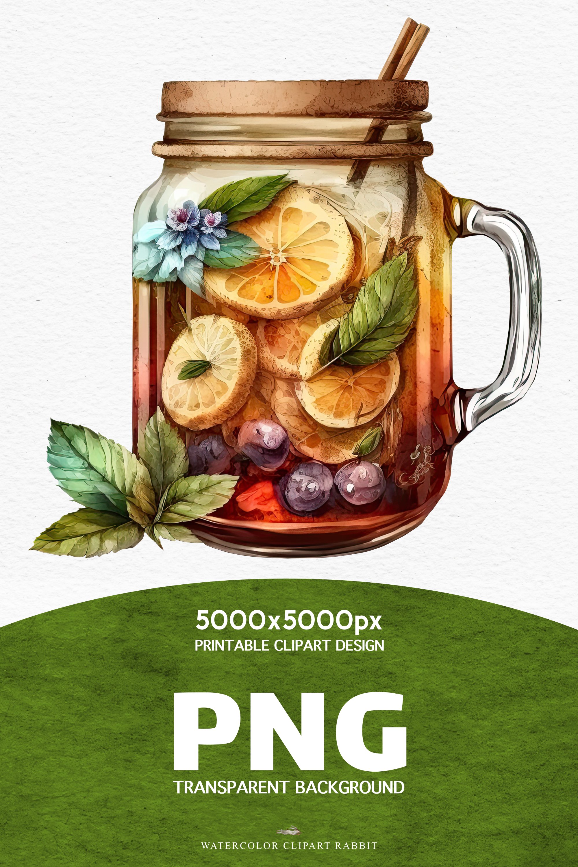 Iced Tea Cold Summer Drinks Lemon Berries Clipart PNG image