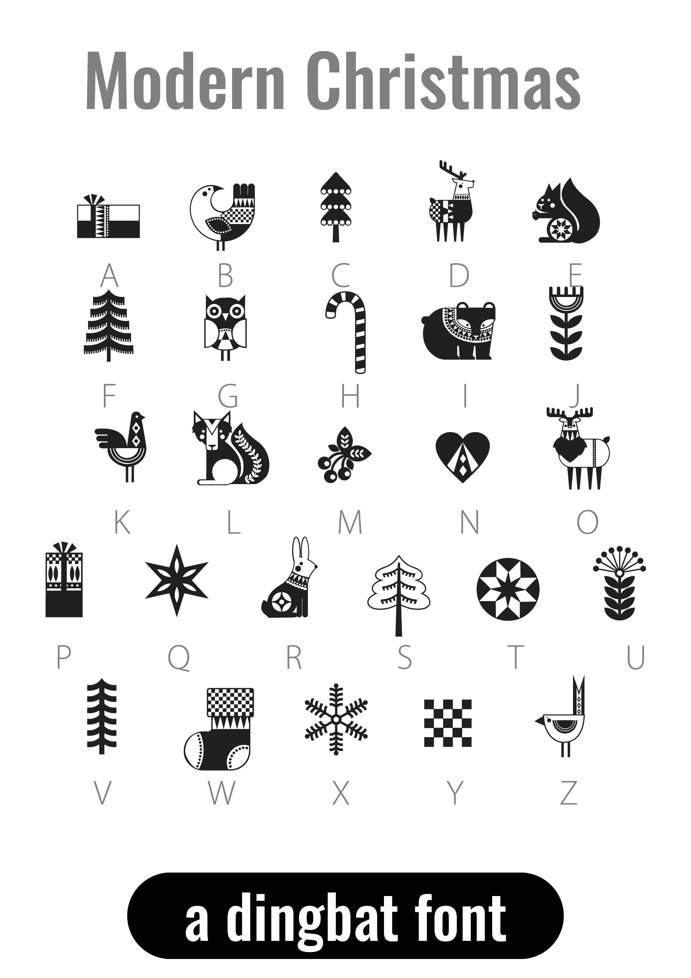 Two Christmas Dingbat Fonts with 52 creative images
