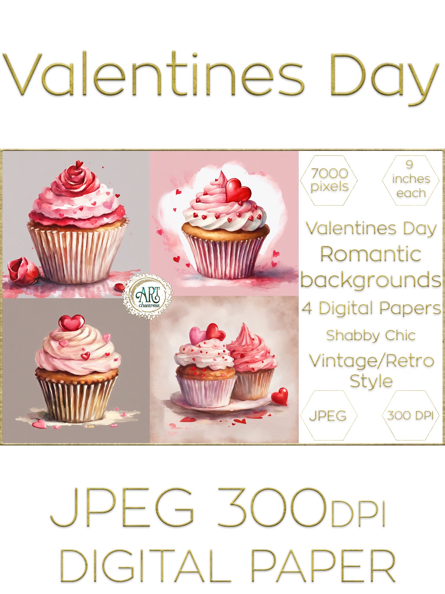 Valentines Day Sweets Illustration Digital Papers (3176195)