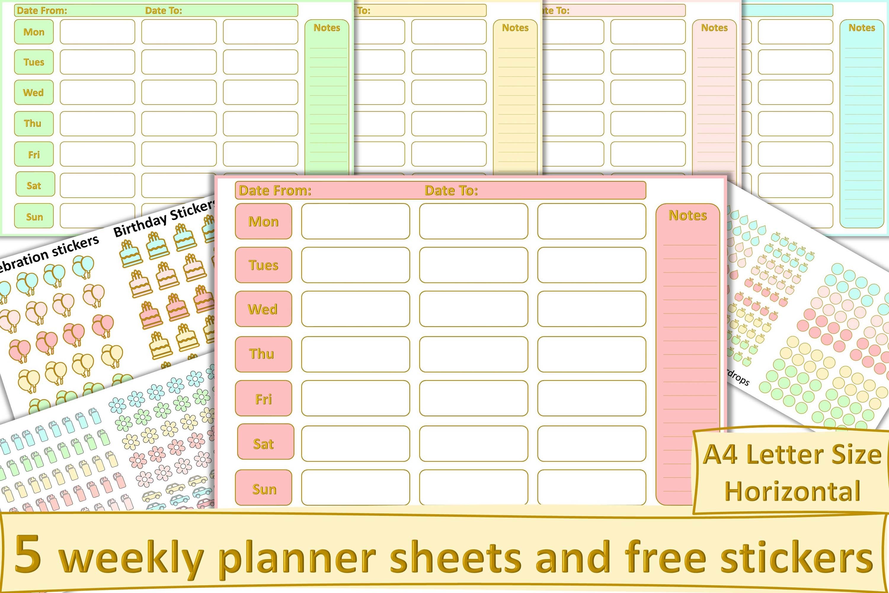 printable weekly planner sheets and free stickers 924228 digital