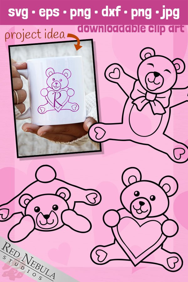 Heart Teddy Bear SVG | Cute Valentine's Day Clipart Set