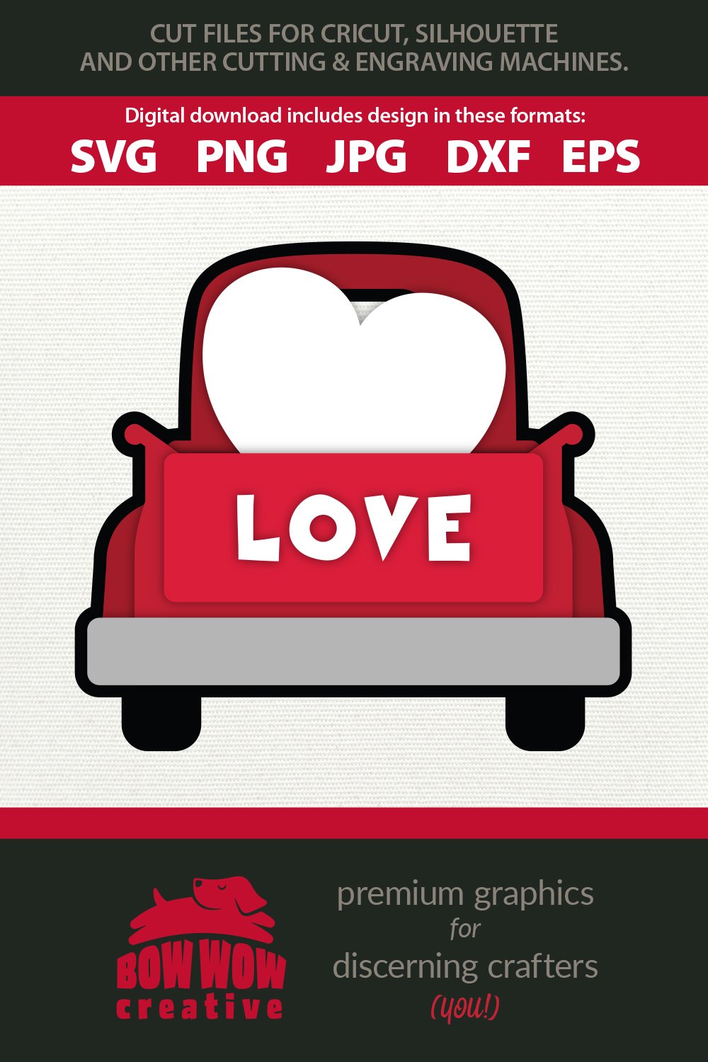 Layered Valentines Day Truck with Heart svg cutting file
