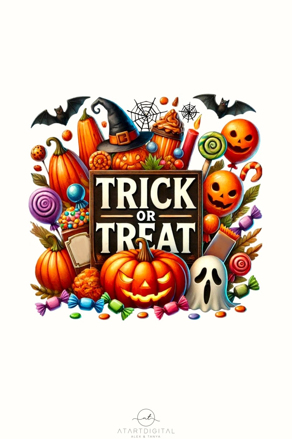 Trick or Treat PNG for T-Shirt Design, Halloween Crafting