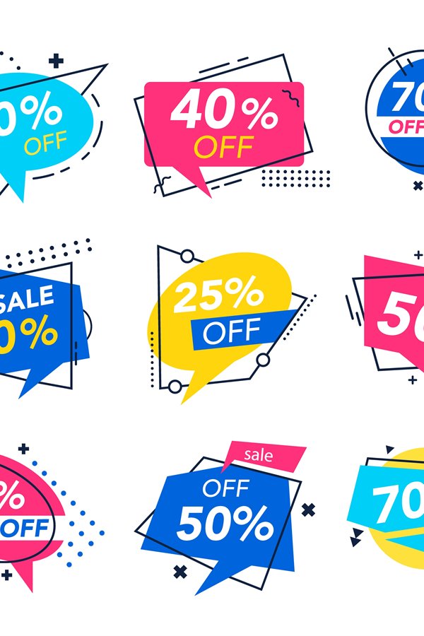 Modern special offer badge. Discount badges, store saving br