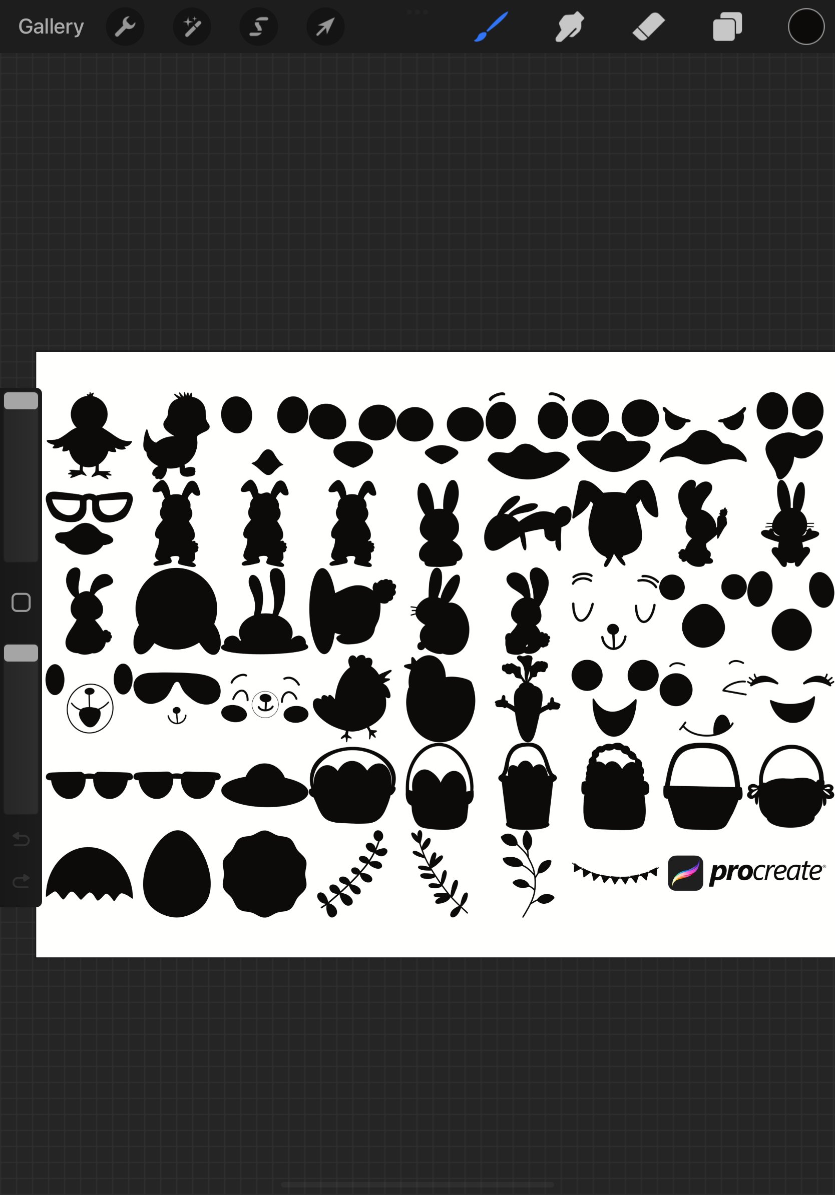 Easter Icons Silhouettes Set 1 Procreate Brush Stamps, 52