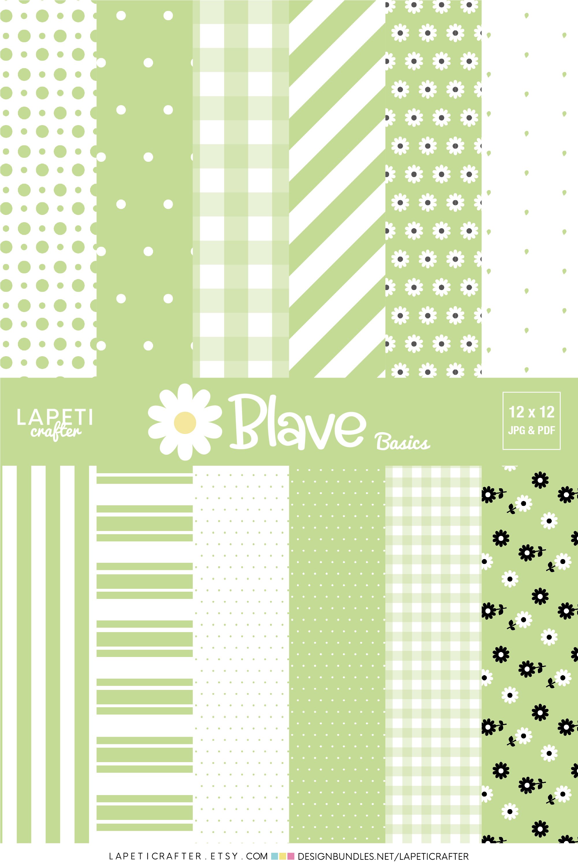 Green Digital Scrapbooking paper for kids