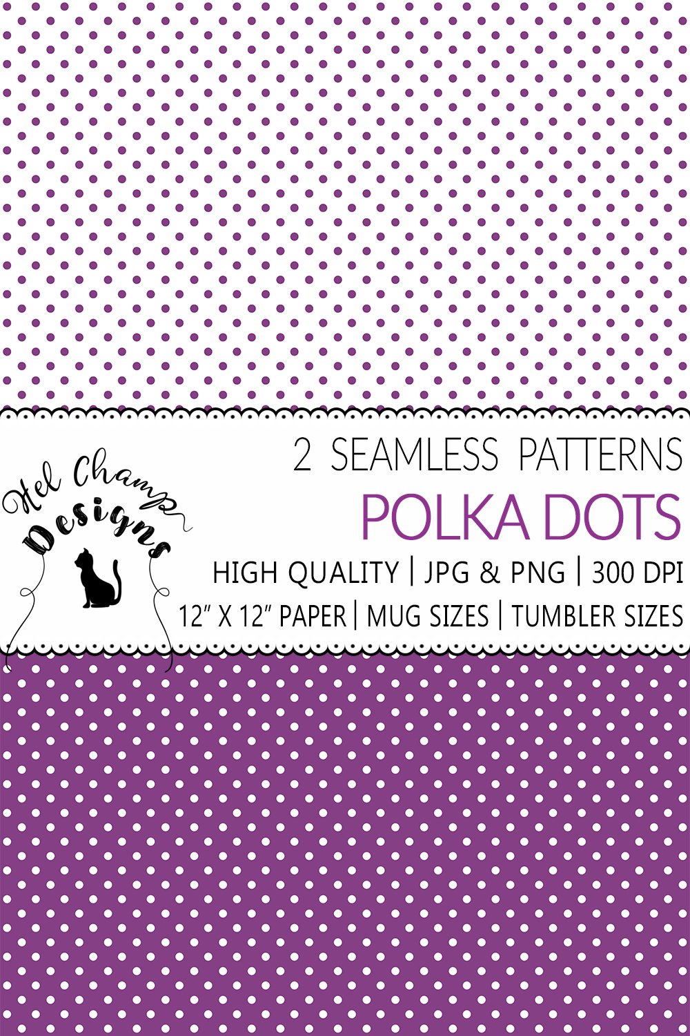 Polka dots dahlia purple and white scrapbooking paper design