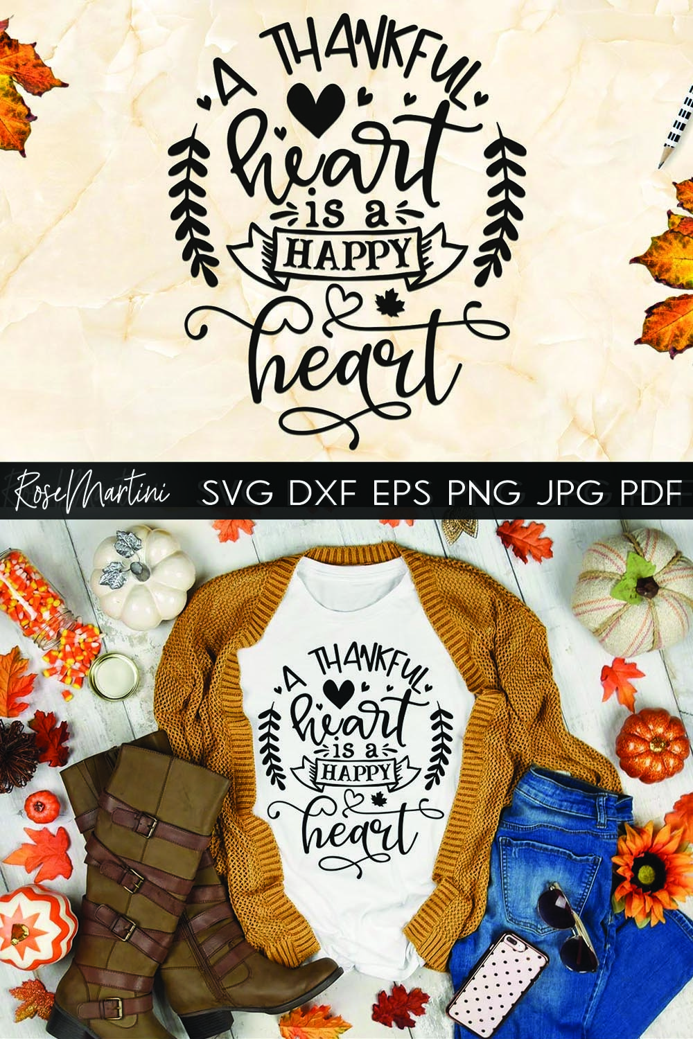 A Thankful Heart Is A Happy Heart SVG Thanksgiving Turkey