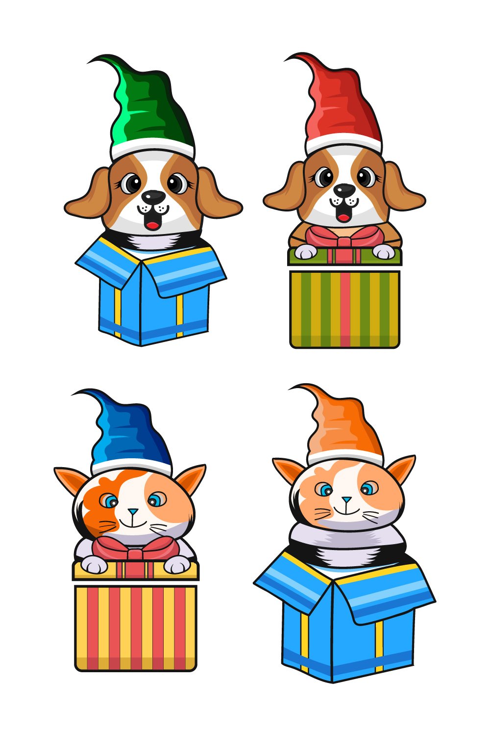 Personalized Dog Cat Xmas Canvas - Up to 5 Pets - Christmas Gift Idea For Pet Lover