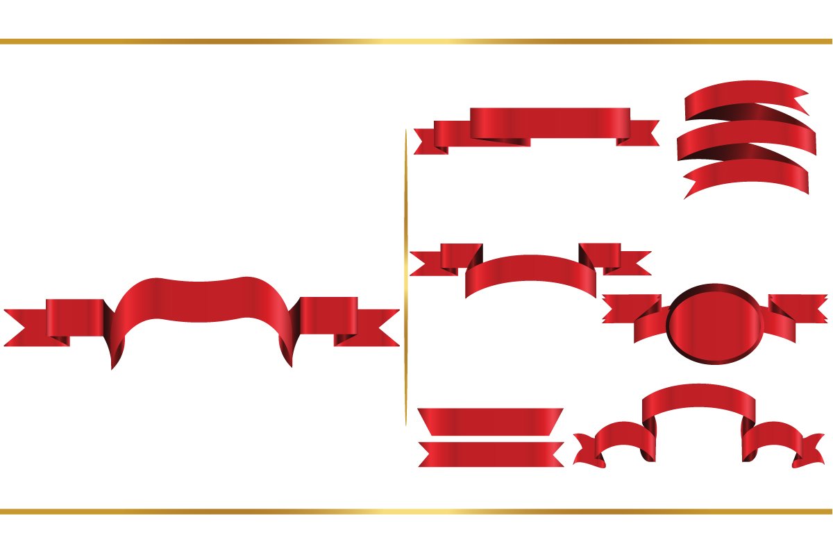 Ribbons clipart SVG bundle, Premium Red Ribbon (1031831)