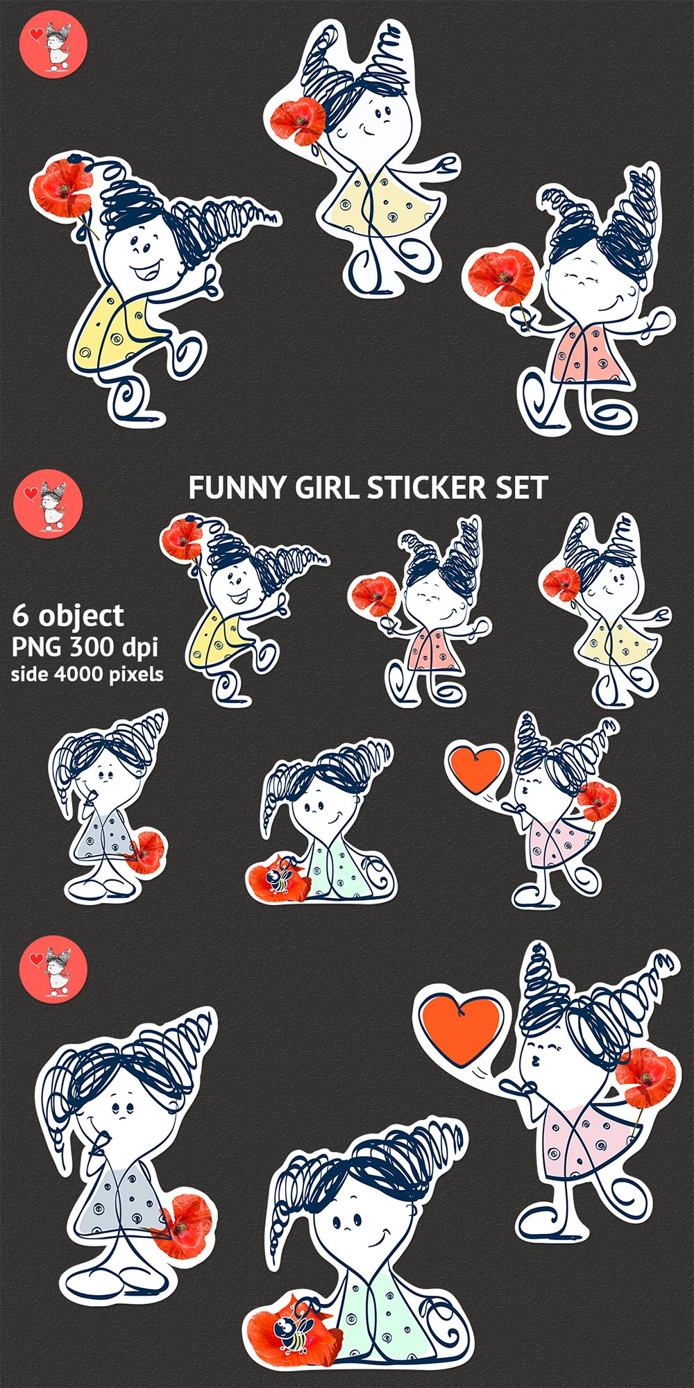 FUNNY GIRL STICKER SET