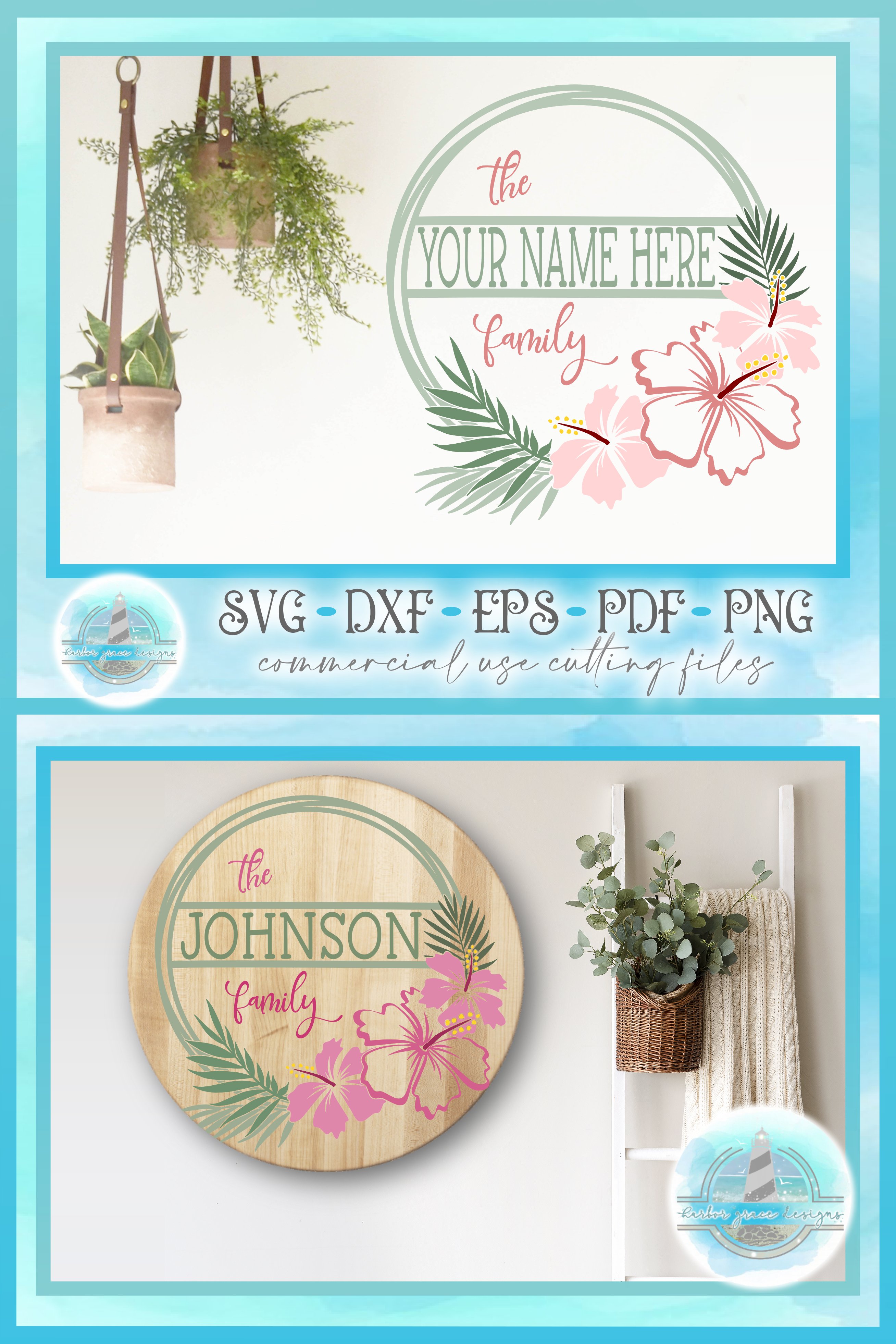 Farmhouse Style Split Frame Family Monogram Round (1259562)