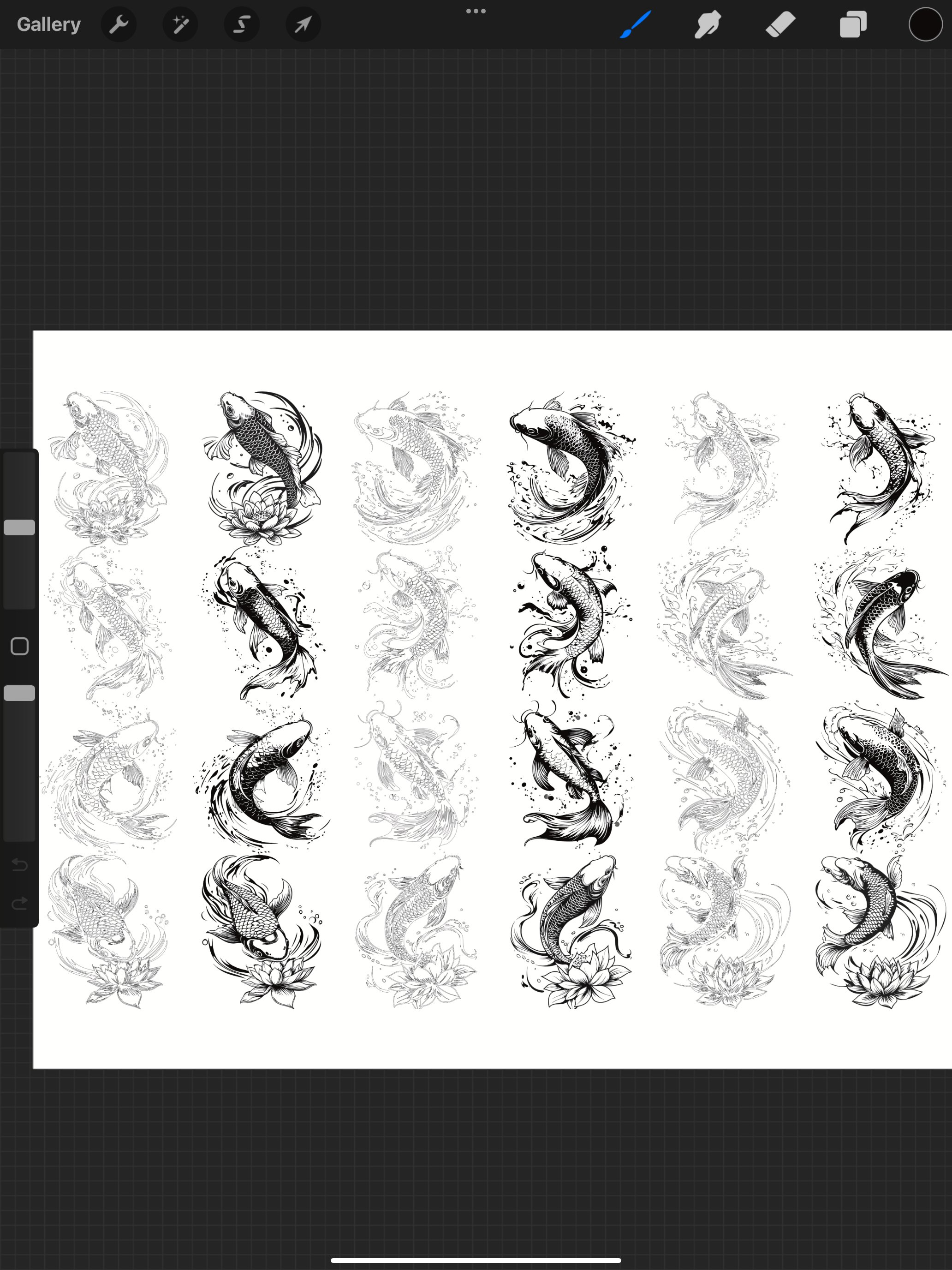 Procreate Koi Fish Tutorial Koi Fish Set 1 Procreate Brush Stamps, 24 Koi Carp