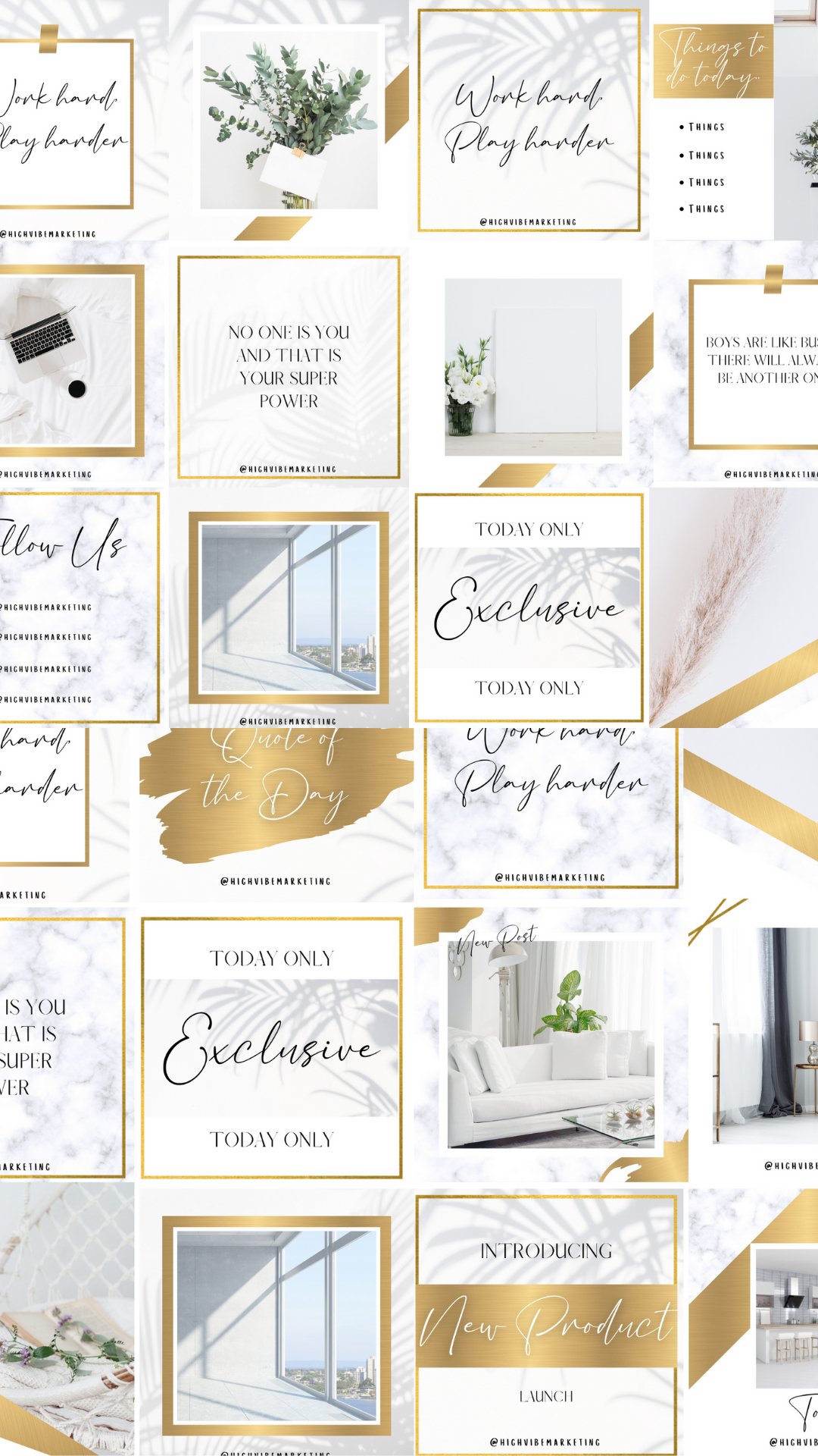 White and Gold Instagram Post Templates Canva