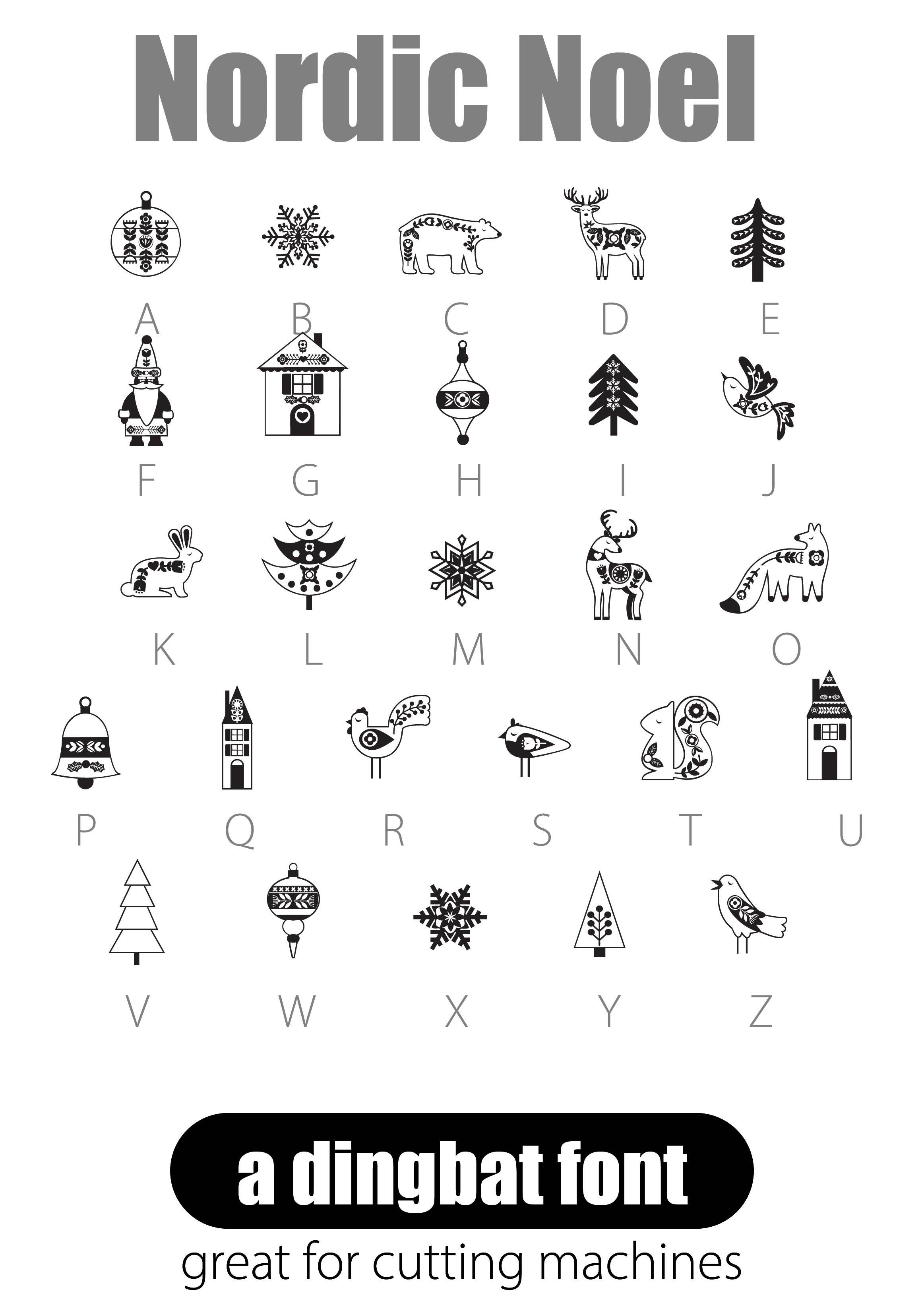 Two Christmas Dingbat Fonts with 52 creative images