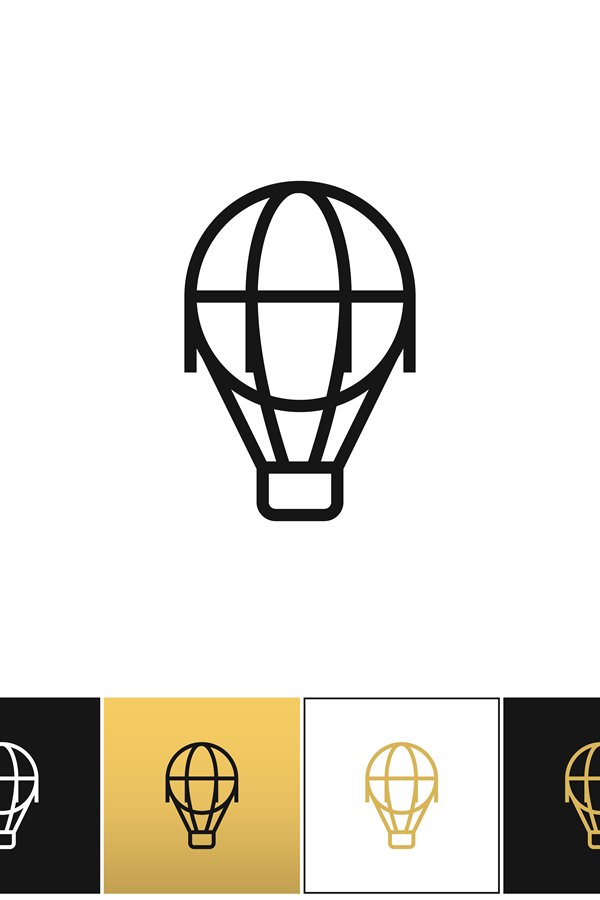 Hot air balloon line vector icon