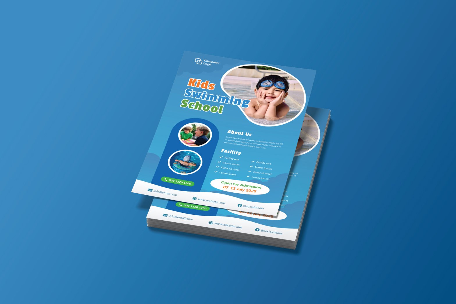 Kids Swimming School Flyer Brochure Template