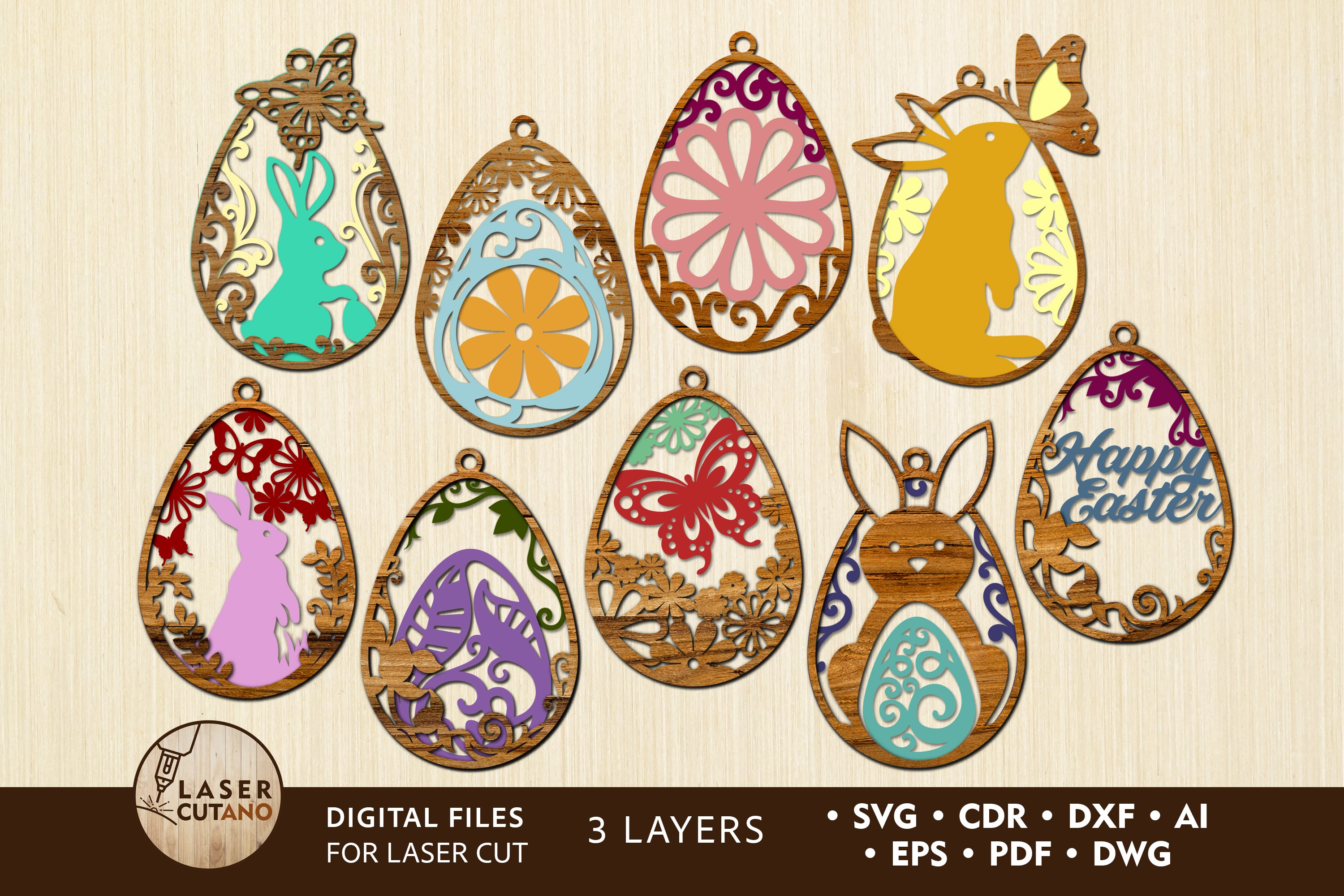 Multilayer Cut File Easter Tags Bundle for Cricut (1237206)