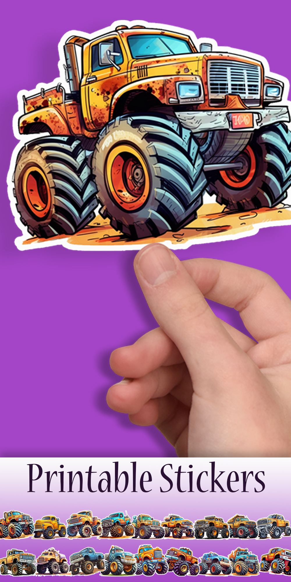 Monster Truck Sticker Sheets – 20 Unique Printable Decals
