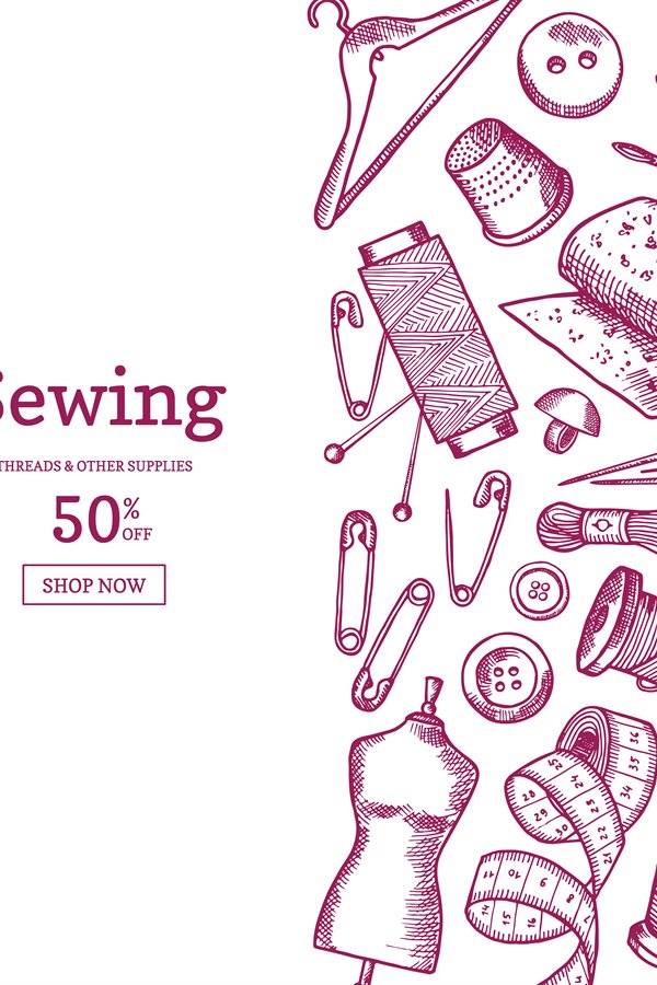 Vector hand drawn sewing elements background (847544)