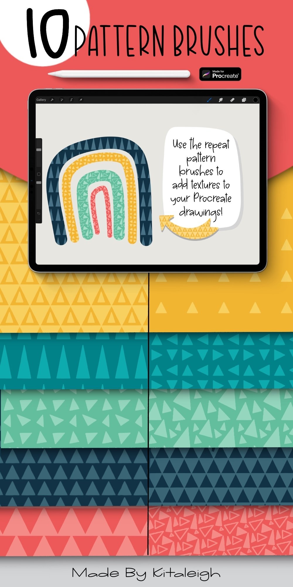 10 Triangle Repeat Pattern | Procreate Brush and Stamp Set
