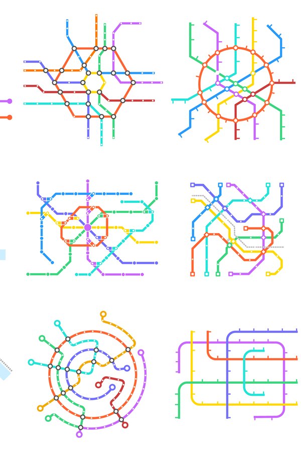 Subway underground scheme, public transportation metro tube