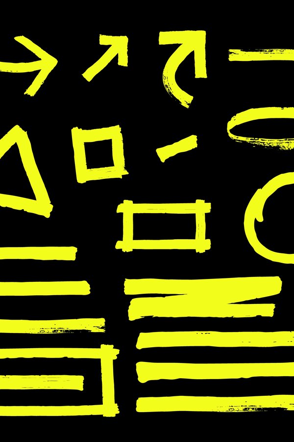 Highlighter marks. Hand drawn yellow highlight marker signs.