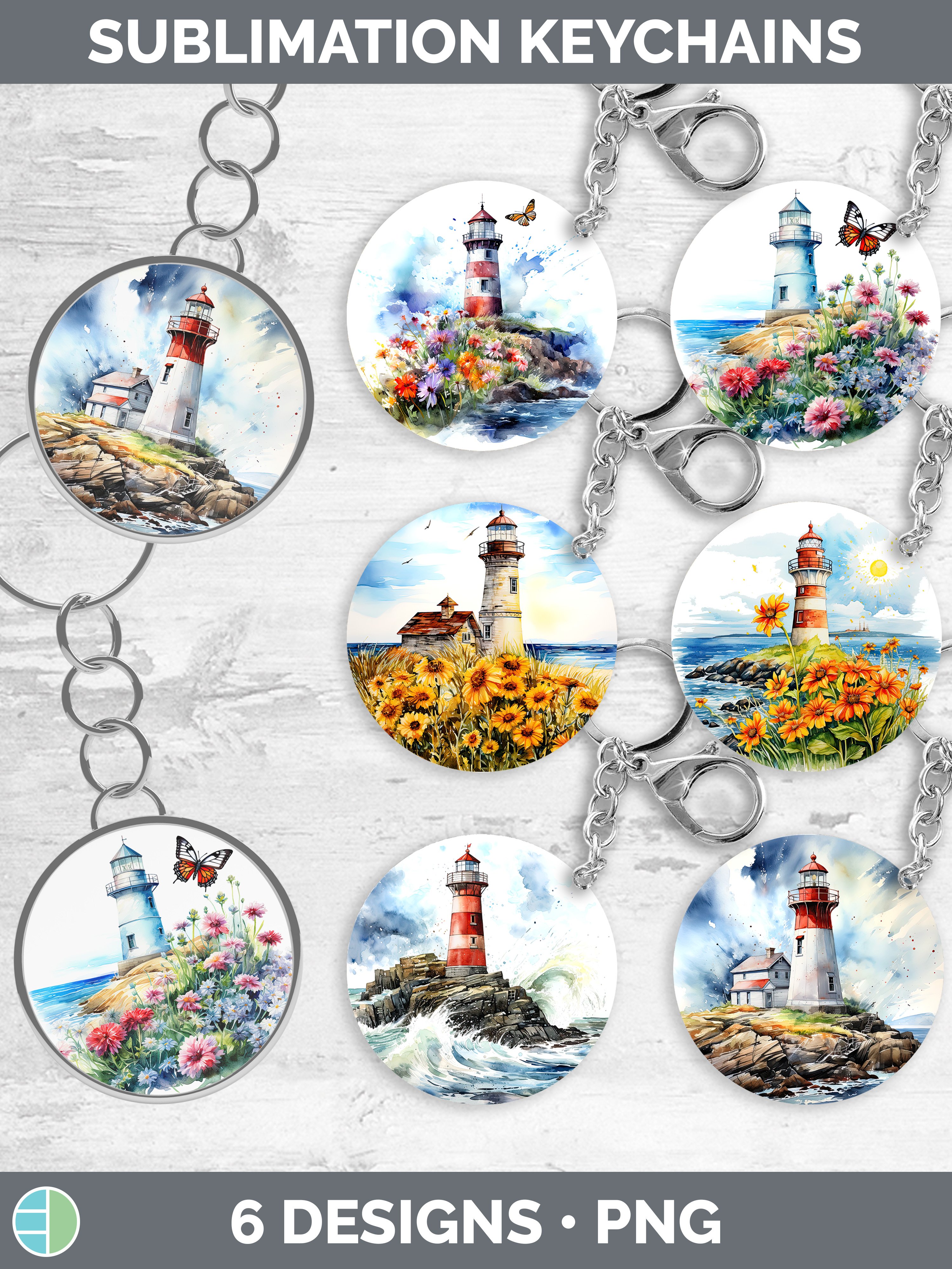 Pretty Lighthouse Keychain Bundle Keyring Designs