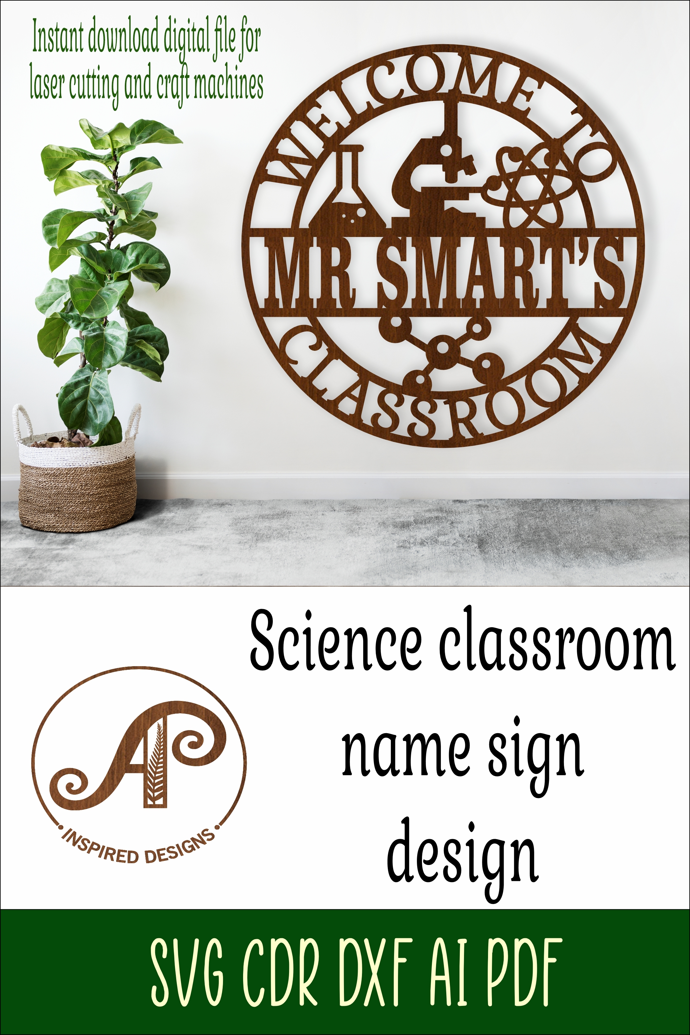 Science teacher classroom name sign svg laser
