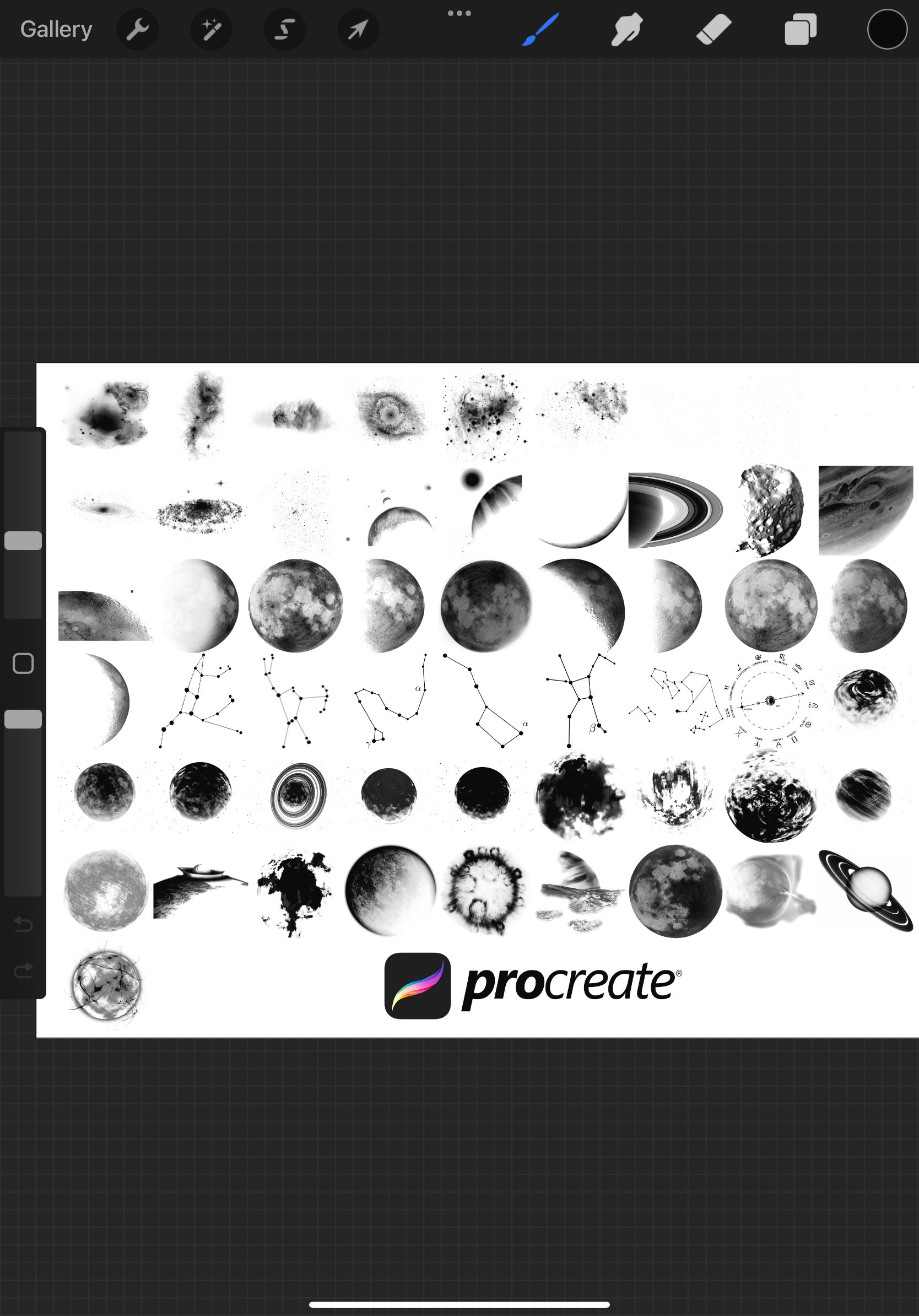 Space Pro Create Astronomy Space Icons Set 2 Procreate Brush Stamps, 55 Space