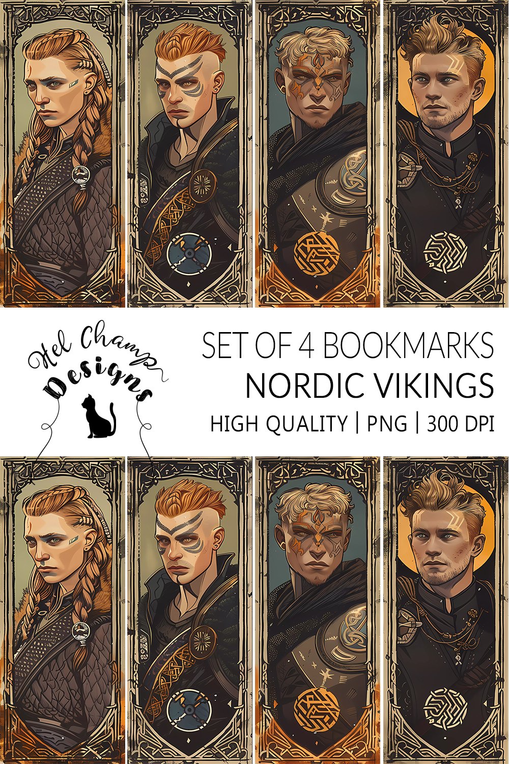 Bookmarks nordic viking warriors sublimation