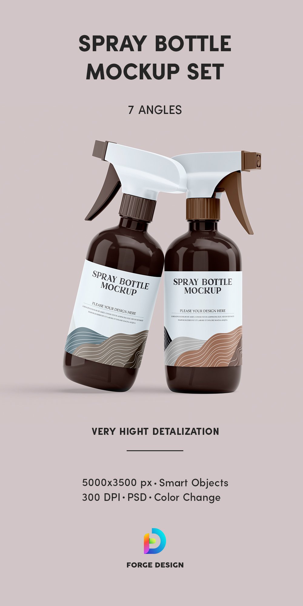 Plastic Spray Bottle Mockup Set