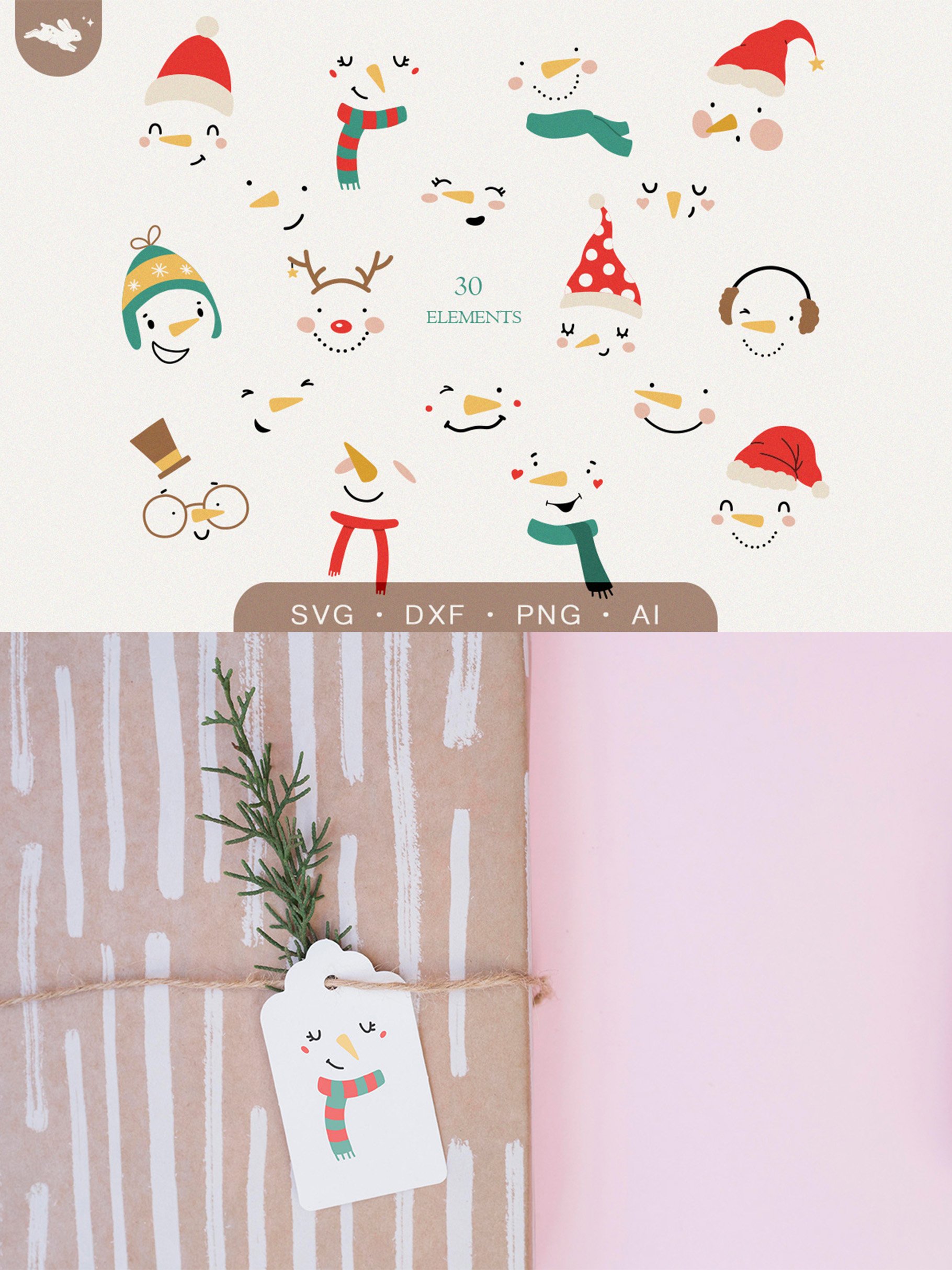 Snowman face svg bundle, Funny Christmas svg