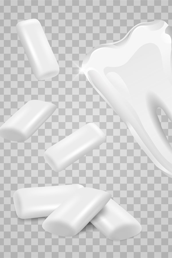 Dental set. Vector toothpaste, chewing gums, white teeth