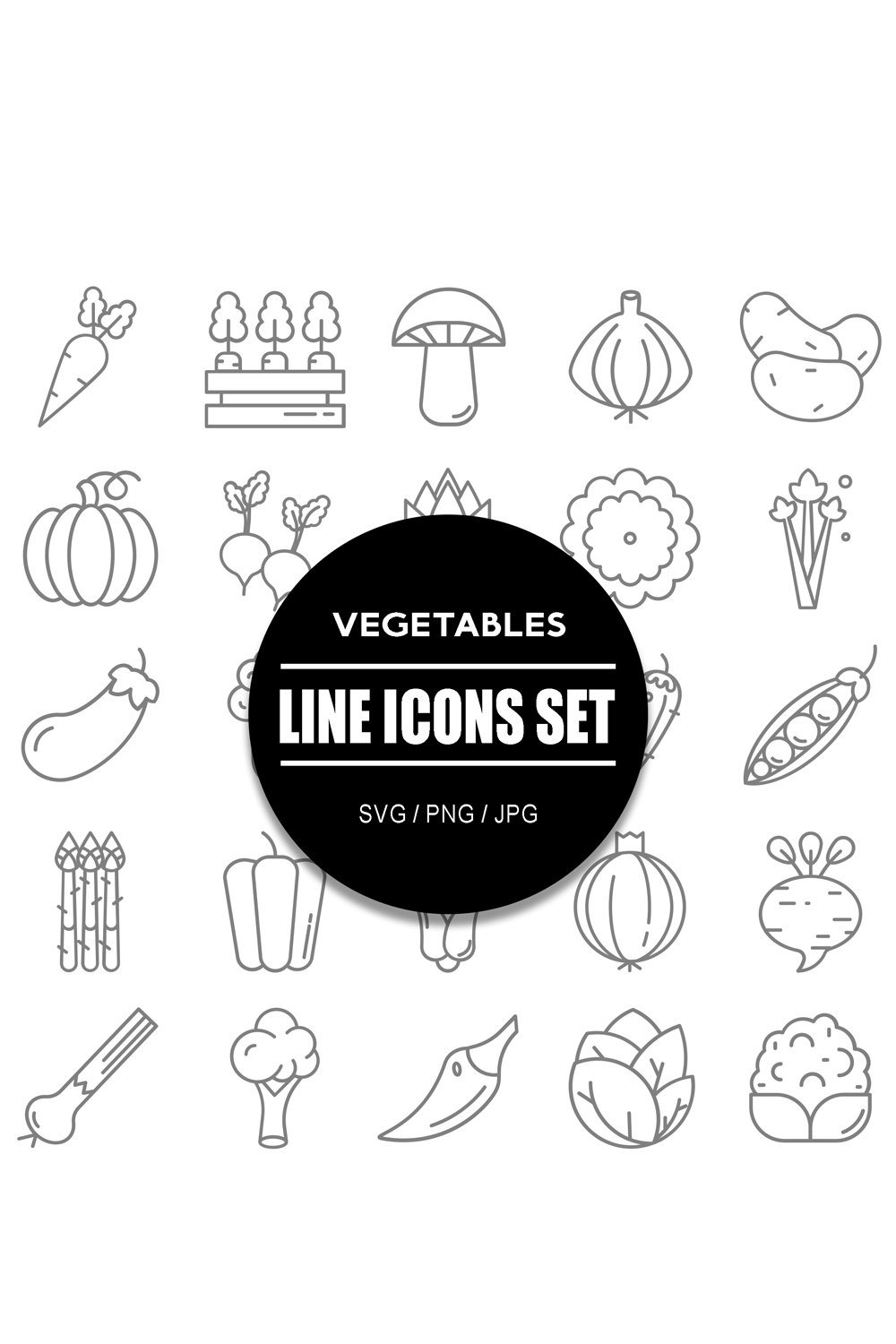 Vegetables Line Icon Set