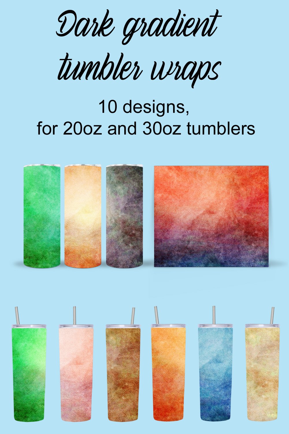 Dark gradient tumbler wraps