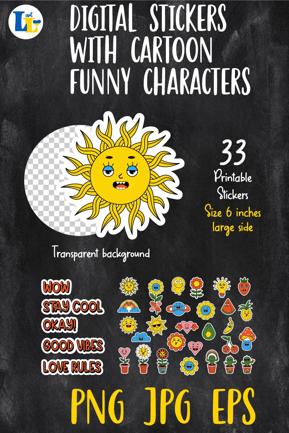Funny characters with faces Bundle|Printable (2025175)