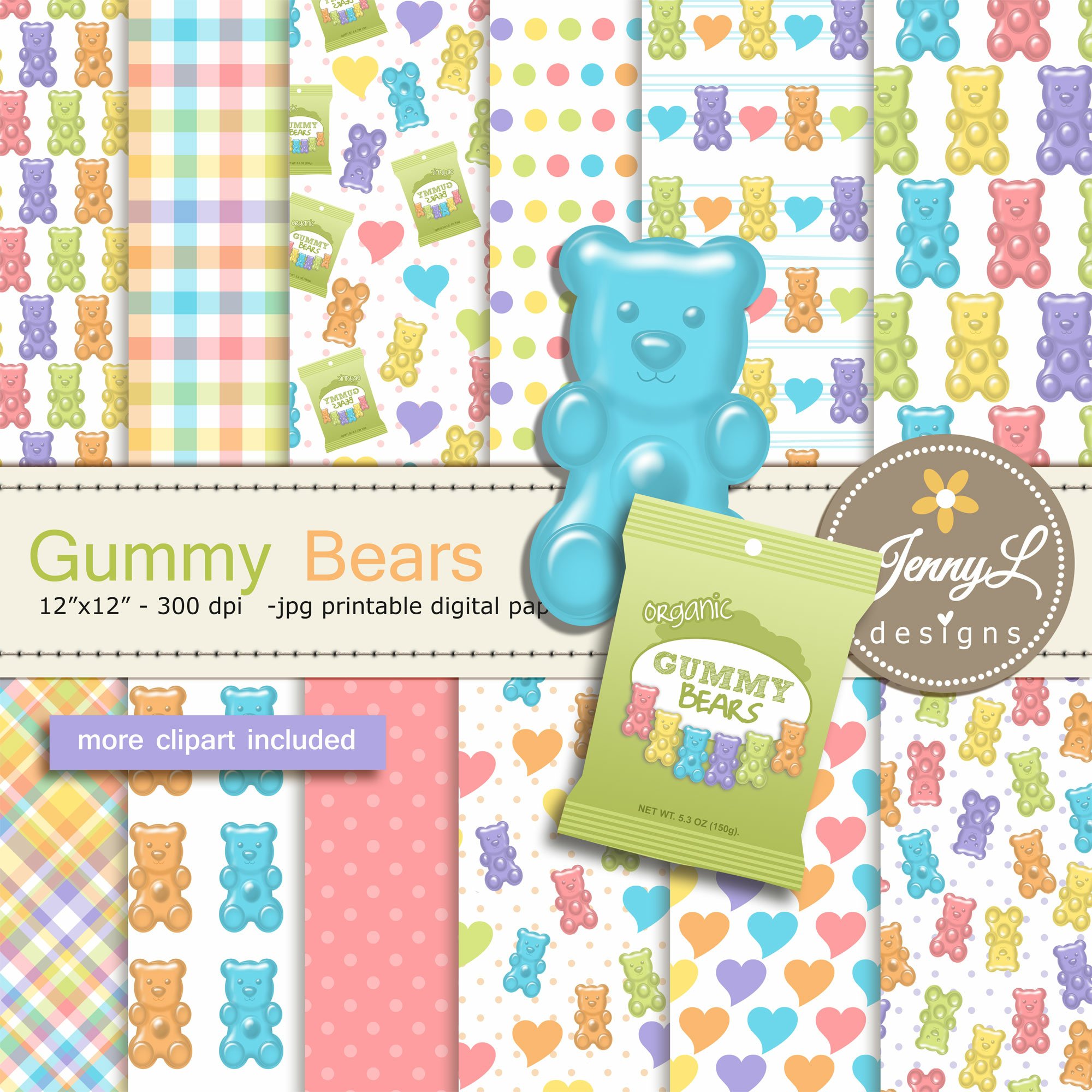 Gummy Bears Digital Papers and Clipart
