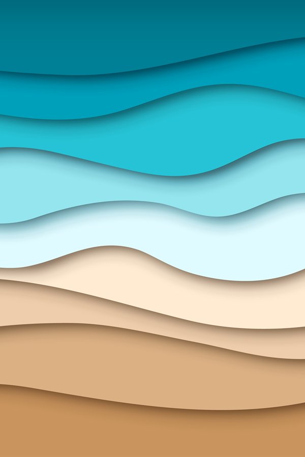 Paper sea beach. Abstract ocean summer travel landscape, sum