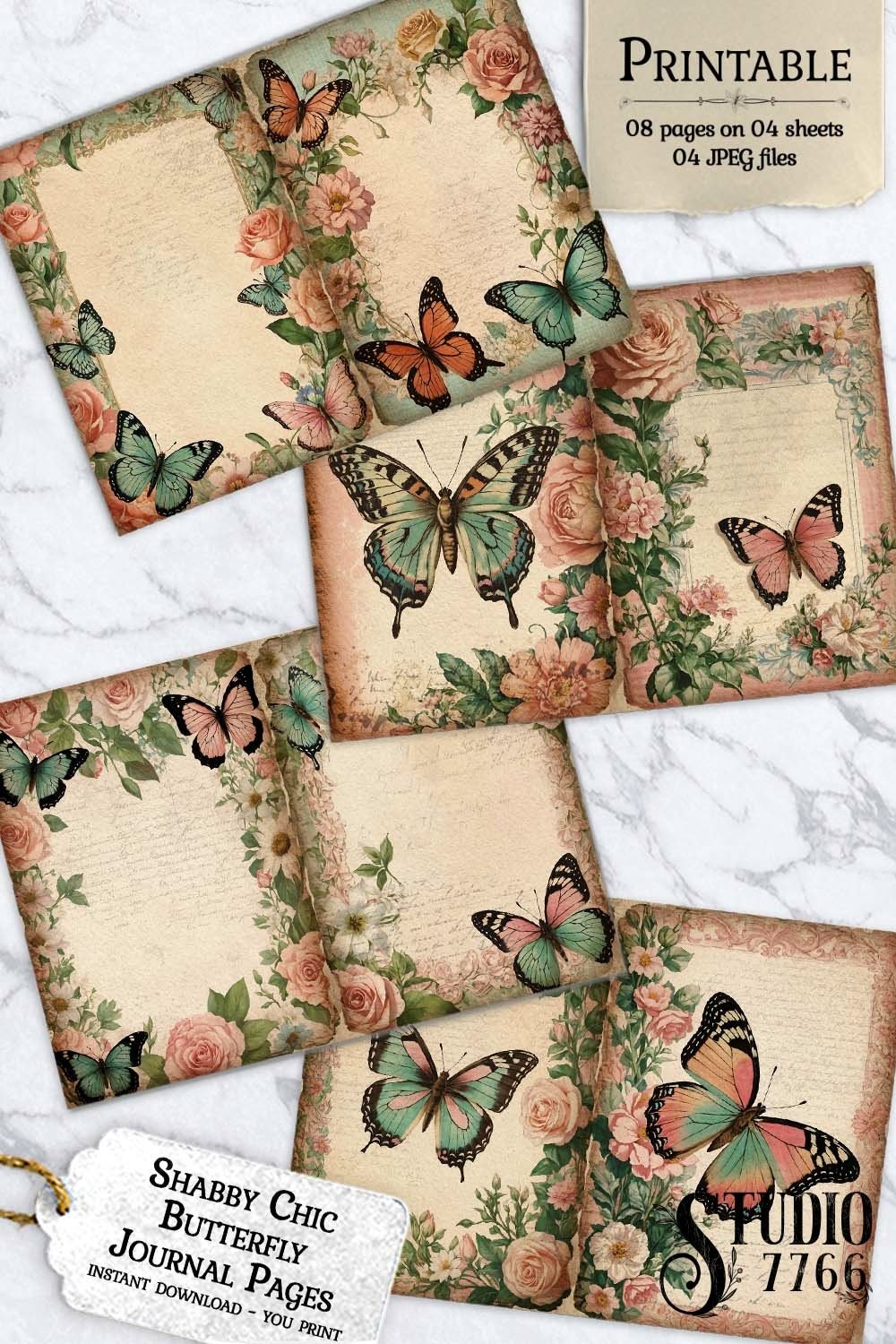 Shabby Chic Butterfly Junk Journal Pages (4269053)