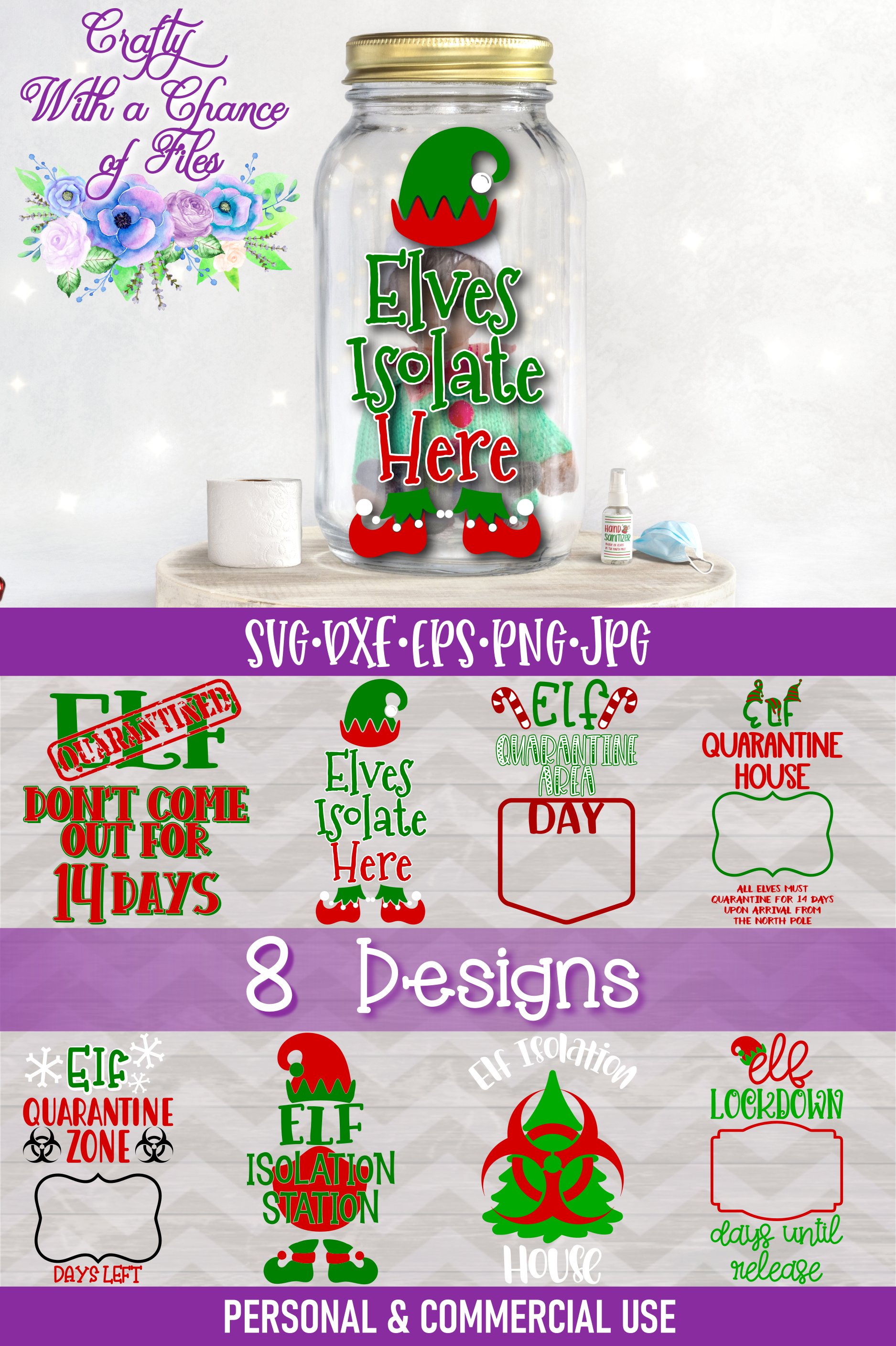 Elf Quarantine SVG Bundle for Christmas Elf Lockdown Jars