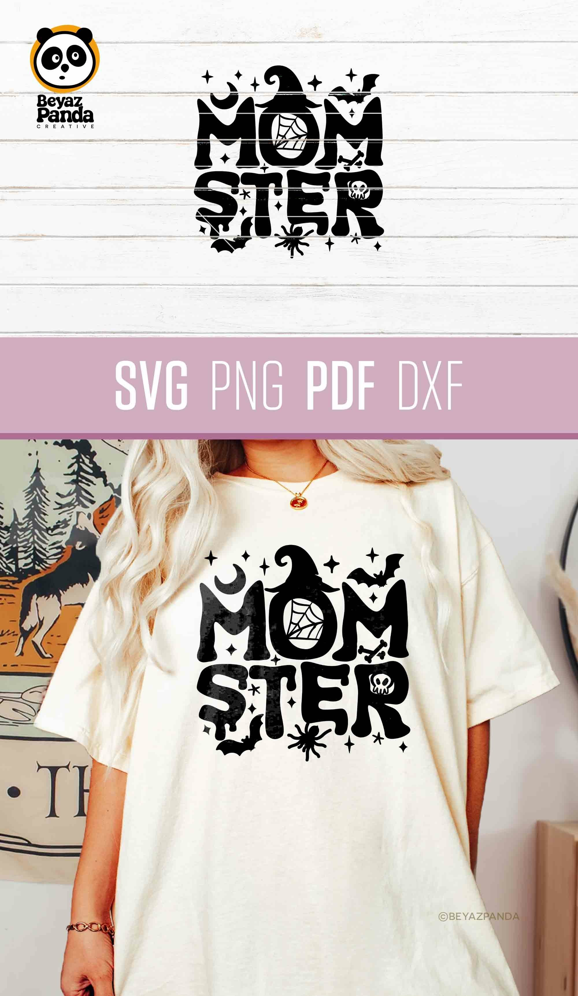 Momster Halloween T-Shirt For Women - Pumpkin Face, Spider & Bat Graphic Tee - Funny Casual Top - View #3