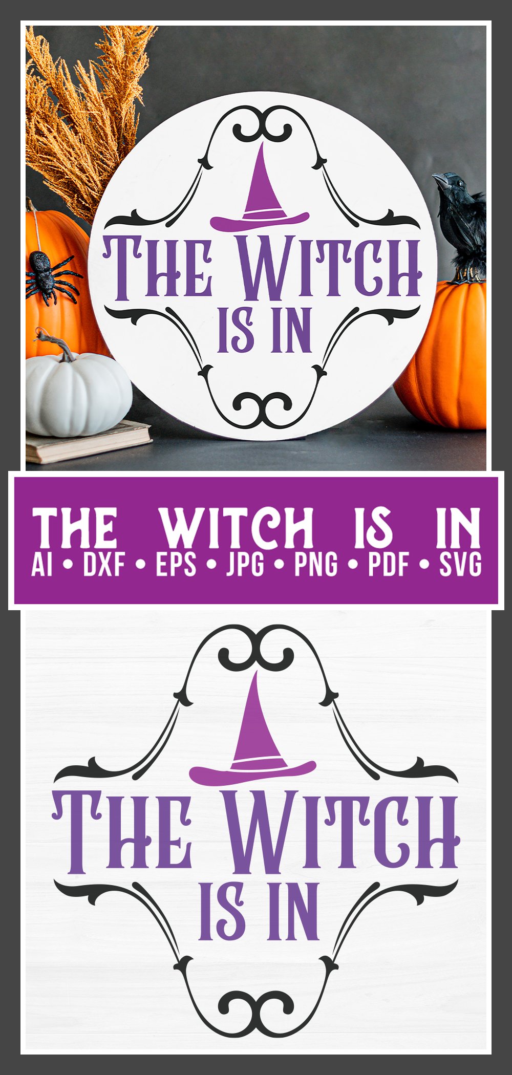 The witch is in Halloween Round Sign SVG