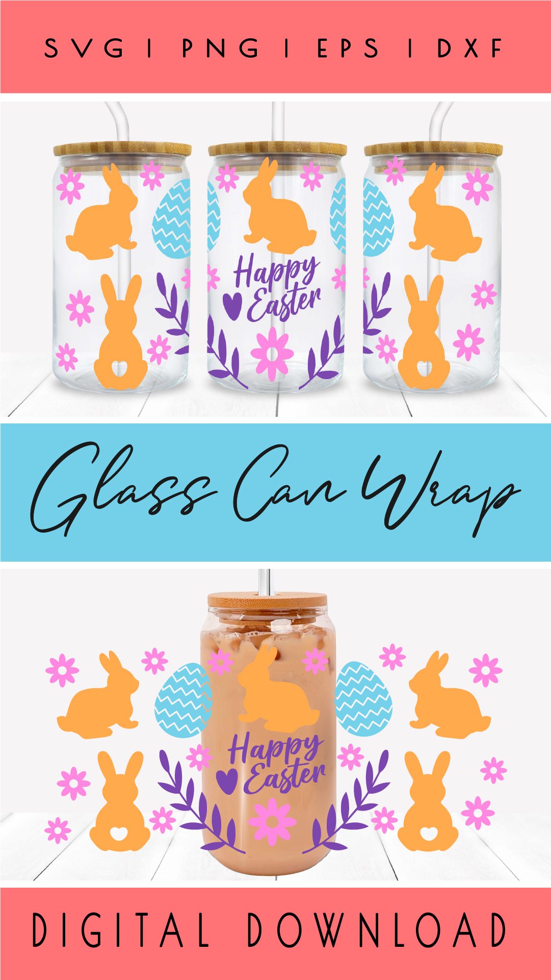 Easter Bunny Libbey Wrap Svg Easter Beer Can Glass File