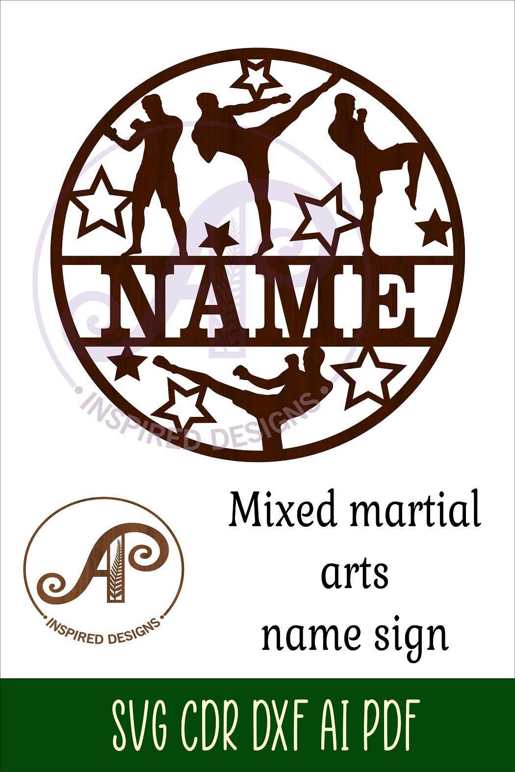 Mixed martial arts name sign svg laser cut template