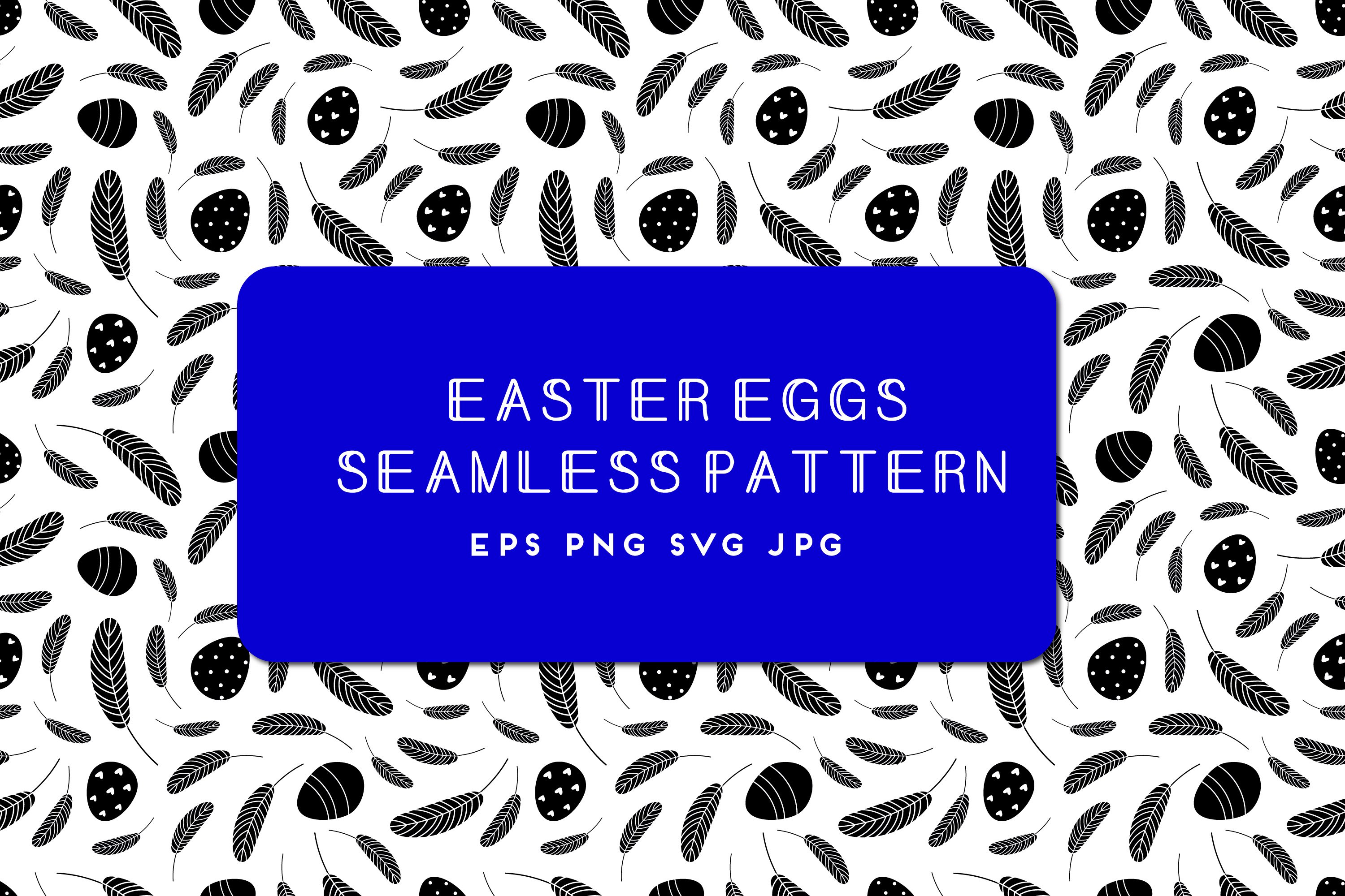 Easter seamless pattern. Black and white Easter eggs pattern
