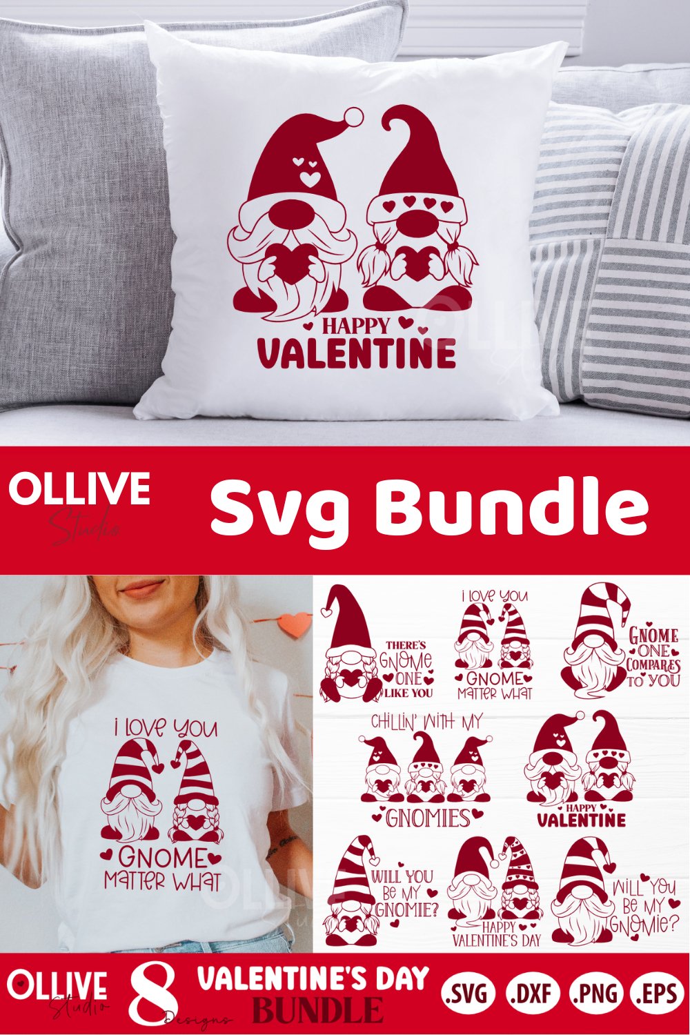 Valentine's Day Gnomes SVG Bundle | Gnome SVG Bundle