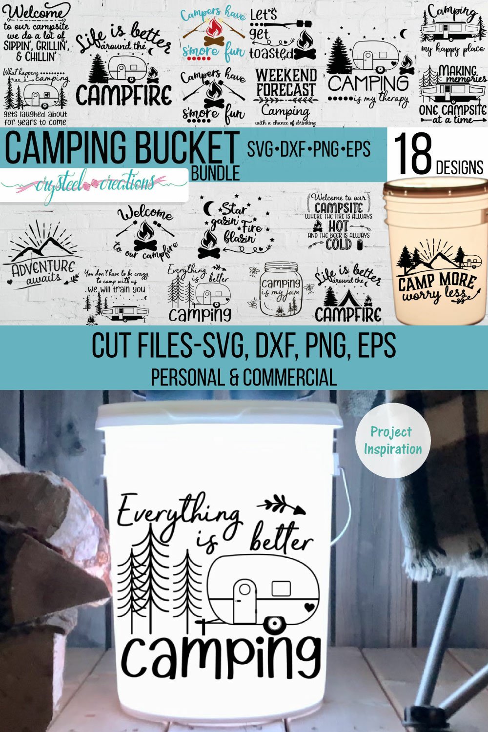 Camping Bucket Bundle SVG, DXF, PNG, EPS (1213282)
